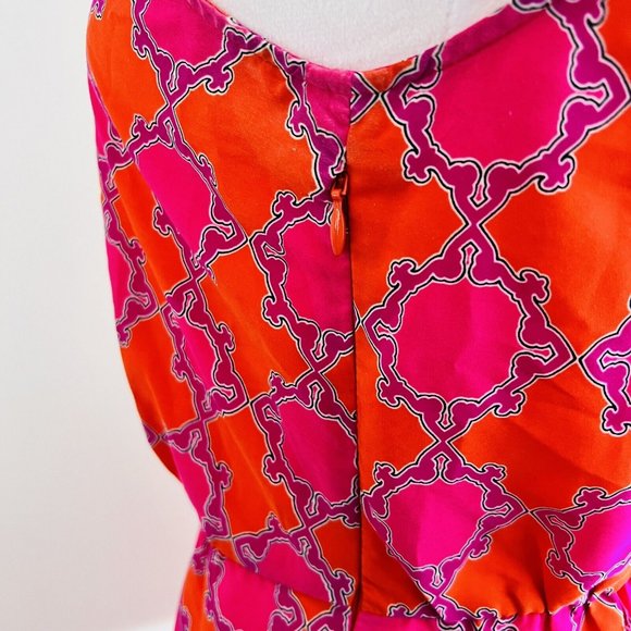 BANANA REPUBLIC Long Hot Pink & Orange Geometric Boho Maxi Dress ~ Size 2 - Picture 6 of 8